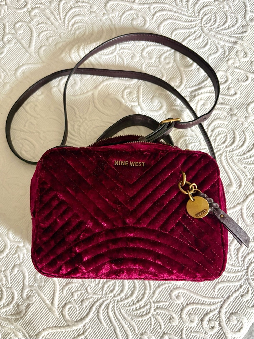 Nine West Magenta Velvet Bag